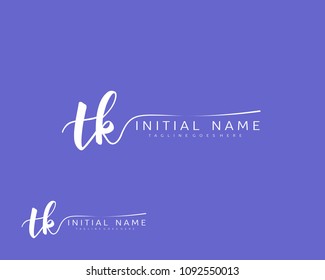 T K Initial handwriting logo vector. Hand lettering for designs.