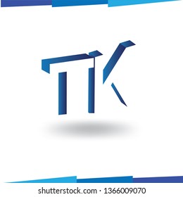 T K Initial Letter logo in negative space vector template