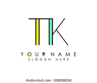 T & K initial minimalist logo template vector