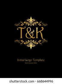 T & K initial wedding logo template vector