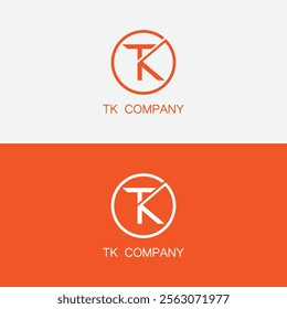 T K letter logo abstract design on different color background. tk monogram
