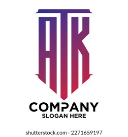 A T K  lettering with square design vector template