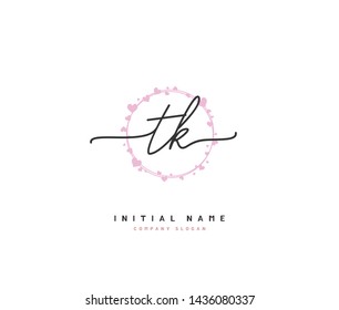 T K TK Beauty vector initial logo, handwriting logo of initial signature, wedding, fashion, jewerly, boutique, floral and botanical with creative template for any company or business.