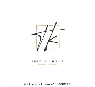 Logotipo inicial del vector T K TK Beauty, logotipo de escritura a mano de firma inicial, boda, moda, joyas, boutique, floral y botánica con plantilla creativa para cualquier empresa o negocio.