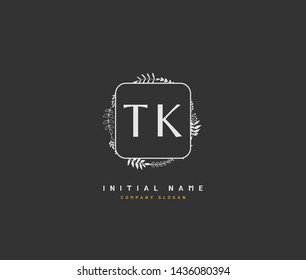 T K TK Beauty vector initial logo, handwriting logo of initial signature, wedding, fashion, jewerly, boutique, floral and botanical with creative template for any company or business.