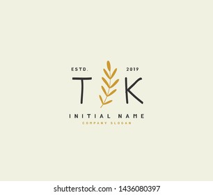 T K TK Beauty vector initial logo, handwriting logo of initial signature, wedding, fashion, jewerly, boutique, floral and botanical with creative template for any company or business.