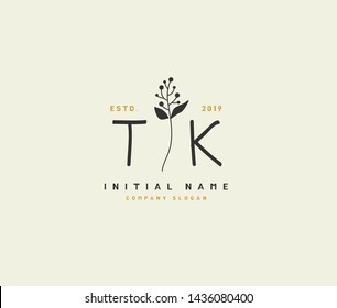 T K TK Beauty vector initial logo, handwriting logo of initial signature, wedding, fashion, jewerly, boutique, floral and botanical with creative template for any company or business.