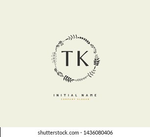 T K TK Beauty vector initial logo, handwriting logo of initial signature, wedding, fashion, jewerly, boutique, floral and botanical with creative template for any company or business.