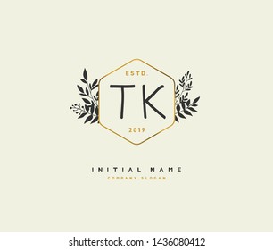T K TK Beauty vector initial logo, handwriting logo of initial signature, wedding, fashion, jewerly, boutique, floral and botanical with creative template for any company or business.