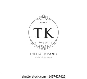 T K TK Beauty vector initial logo, handwriting logo of initial signature, wedding, fashion, jewerly, boutique, floral and botanical with creative template for any company or business.