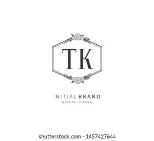T K TK Beauty vector initial logo, handwriting logo of initial signature, wedding, fashion, jewerly, boutique, floral and botanical with creative template for any company or business.