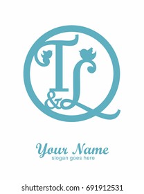 T L initial wedding decorative logo template