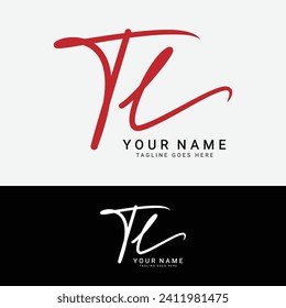 T, L, TL Initial handwriting or handwritten letter logo for identity. Logo with signature, wedding, fashion, floral, botanical and hand drawn in style