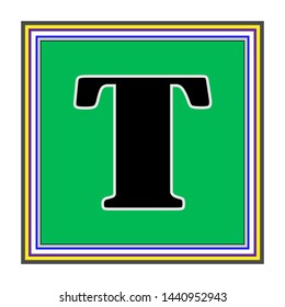 T lack letter with a green background - vector