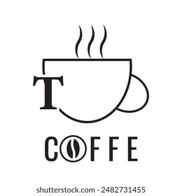 T LATER LOGO DESIGN WITH COFFE CUP