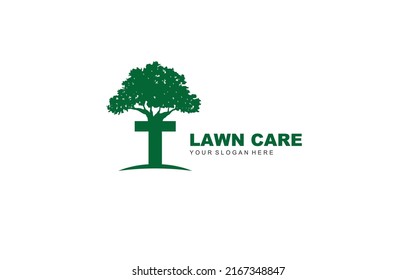 T lawn care logo design inspiration. Vector letter template design for brand.