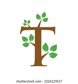 T leaf logo icon template