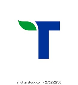 T with leaf logo Template.