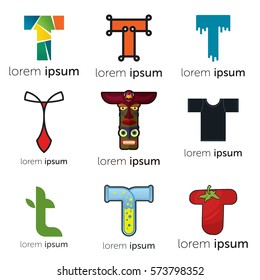 T Letter Abstract Vector Logo Design Template. Creative Typographic Concept Icon Set