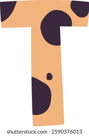 T Letter Alphabet With Cat Skin Pattern Vector Illustration
