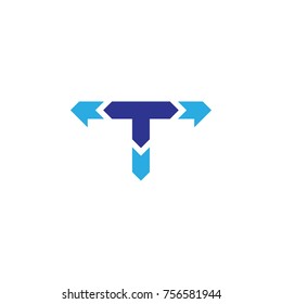T letter with arrow logo design vector