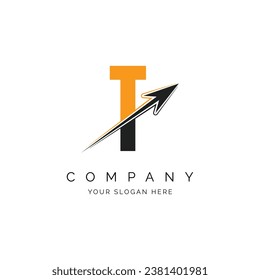 T Letter with Arrow Logo Template Illustration. T Alphabet Concept Design Modern Vector Monogram Icon