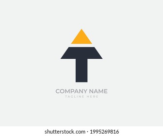 T Letter With Arrow Logo. Vector