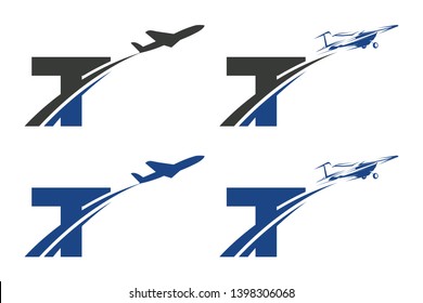 T Letter With Aviation Logo Design