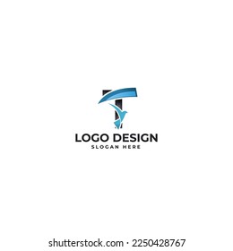 T Letter with bird abstract logo design vector illustration
