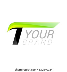 T letter black and green logo design Fast speed template elements