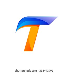 T letter blue and Orange logo design Fast speed design template elements for application.