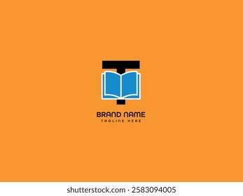 T letter book shop logo design template