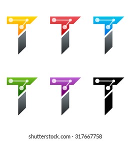 T letter, button icon