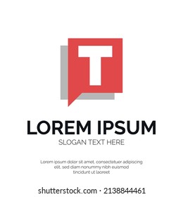 Vector Premium de diseño de logotipo de letras T y chat