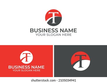 T Letter Circle Logo Design Template
