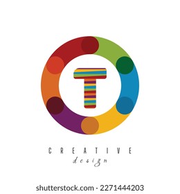 Diseño del logotipo de T letter Circle con un logotipo colorido