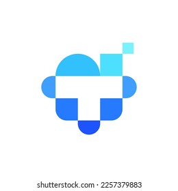  T Letter with Cloud Shape Technology Logo Design Vector