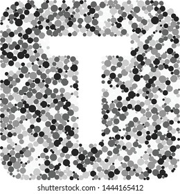 T letter color distributed circles dots illustration