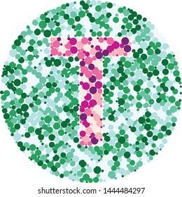 T letter color distributed circles dots illustration