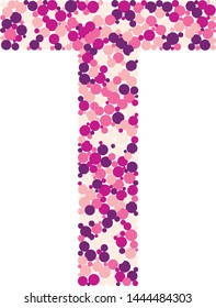 T letter color distributed circles dots illustration
