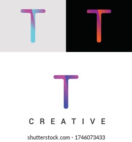 T letter colorful & editable vector logo design