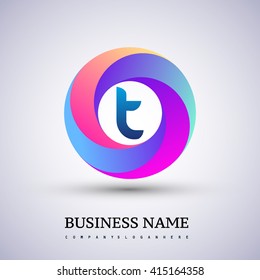 T letter colorful logo in the circle. Vector design template elements for your application or company identity.