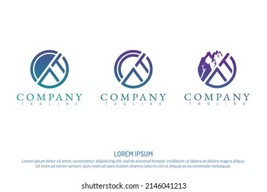 Logotipo del concepto de letra A y T con estilos diferentes.