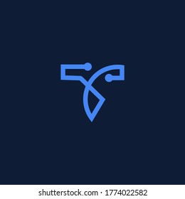 icono de logotipo de conexión a letra t