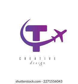 T letter with Creative Air Travel Logo Design Air Travel Logo Design Template. tour and travel logo design