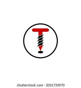 t letra y logo del vector de bits de taladro inicial
