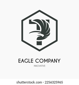 T Letter with Eagle Wings Icon Logo Idea Template. Eagle Head Classic Business Logo Concept