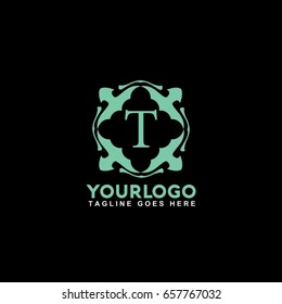 T Letter Emblem of the weaving circle logo. Monogram design element, graceful template. Simple identity design for Royalty, business card, Boutique, Hotel, Heraldic, Web design. 