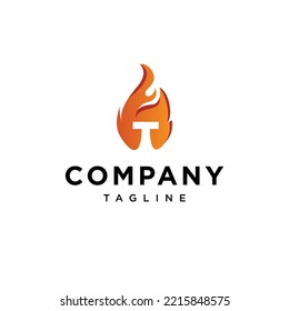 T Letter fire Vector logo icon vector Template