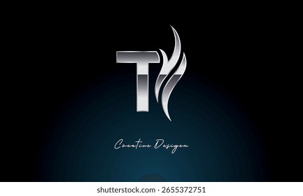 T Letter Flame Logo Bold Metallic Monogram with Fire Symbol for Premium Chrome Branding and Visual Identity